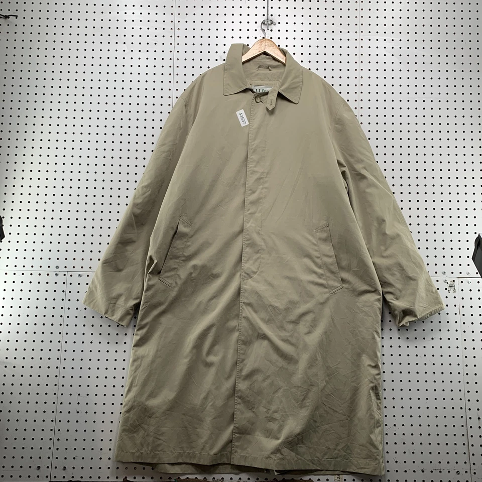 L.L.Bean Beige Trench Coat Mens Size 2XLT 2XL Tall Lined Long Business - Image 1 of 4