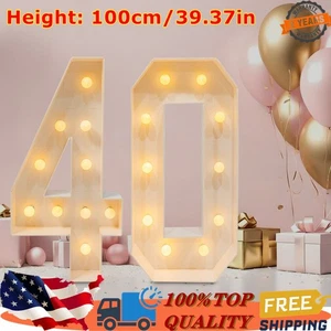39"in H 40 Birthday Number Lights Marquee Light up Numbers 40th Birthday Decor - Picture 1 of 17