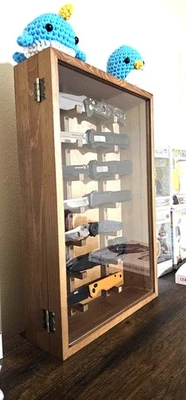 刀展示柜 7 件木质口袋刀锁支架壁影盒 — 第 1/4 张图片