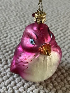 Vintage Christopher Radko MOLLIGES ZWITSCHERN ROSA Vogel Ornament 00-429-0 RAR - Bild 1 von 7