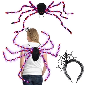 2-teiliges Halloween Spinnenkostüm für Erwachsene Riesige Realistische Plüschspinne mit LE... - Bild 1 von 7