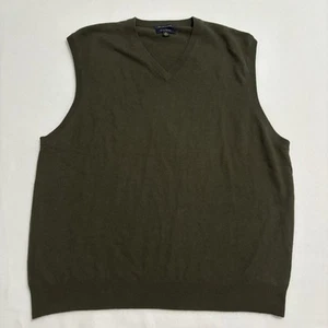 Club Room Vest Sweater Men’s XL Olive Green 100% Fine Cashmere V-Neck - Picture 1 of 5