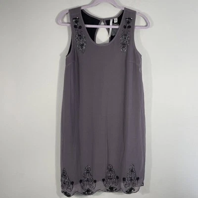 LC Lauren Conrad 装饰转变连衣裙灰色紫色无袖女式 6 码 — 第 1/4 张图片