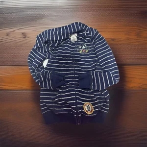 Disney Parks Sweater Kids M Mickey Mouse Hood Blue Striped Medium Disneyland - Picture 1 of 11