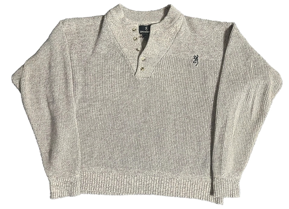 Browning Hombres XL Suéter Tostado Bordado Pullover Exterior Manga Larga Botón Foto 1 de 4