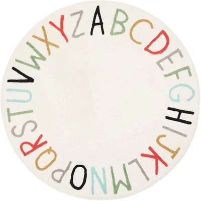 Rainbow Round Kids Play Rug Alphabet Nursery Area Rug Extra Large Soft Crawli... - Image 1 of 4