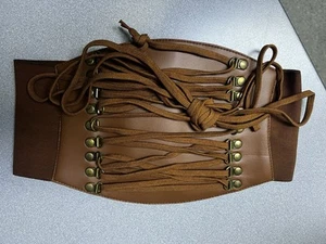 New Brown 915 Size XS Faux Leather Corset Belt - Picture 1 of 7