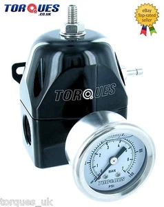 Regulador de presión de combustible ajustable Torques AN-8 ORB-8 EFI 30-70 PSI NEGRO + MEDIDOR - Imagen 1 de 1