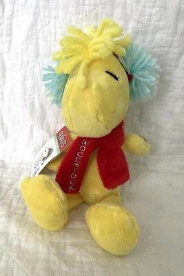 Muñeca musical de peluche de pájaro amarillo Peanuts Woodstock juguete te deseo feliz Navidad Foto 1 de 4
