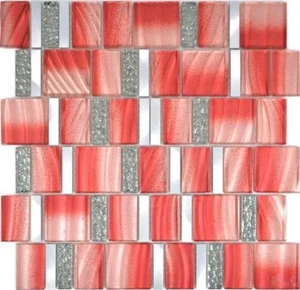 Aluminium Mosaik Glasmosaik ALU rot Wand Küche Fliesenspiegel WB88-0009 - Bild 1 von 4