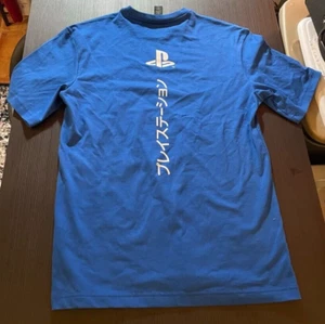 Sony Playstation Japan Logo Royal Blue Short Sleeve T-Shirt Relaxed Fit XS NWOT - Picture 1 of 13
