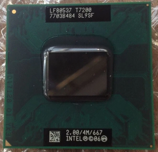 Intel Core 2 Duo T7200 2.0GHz 4MB 667MHz Mobile CPU Processor SL9SF Socket M 34W - Image 1 of 1
