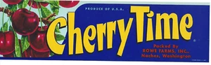 Original scarce CHERRY TIME cherry crate label Rowe Farms Naches Washington - Picture 1 of 1