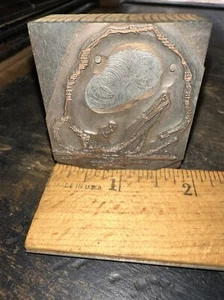 Print Block “ People in Sailboat ” Copper Face Block! Nice Details!! - Picture 1 of 4