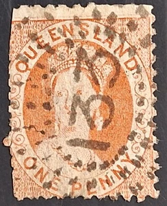 1876 Queensland Australia 1d Dp Orn Vrm Chalon Head Stamp CDS 133 Logan Village - Picture 1 of 2