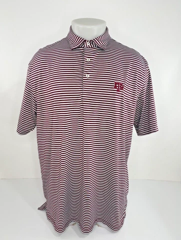 PETER MILLAR - AGGIES TEXAS A&M Embroidered Stripe Mens Lg. Polo Shirt Cover