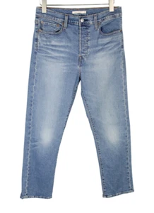 LEVI'S Wedgie Straight Jeans Women's W31/L28 Blue Faded Whiskered Button Fly - Imagen 1 de 9