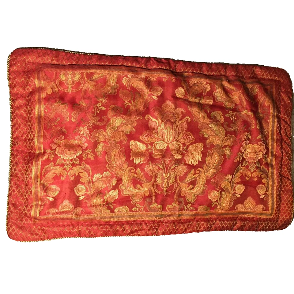 Croscill Pillow Shams King Set of 2 Red Gold Rope Trim Envelope Jacquard Classic - Image 1 of 4