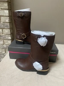 Vince Camuto Damen Wendeema Brunette Leder Motorrad Wade Stiefel Schuhe Größe 6 Neu - Bild 1 von 12