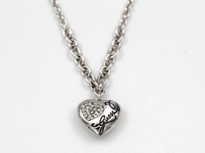 Collana Girocollo Donna Argento Guess Ciondolo Cuore Swarovski Elegante Promo - Immagine 1 di 4