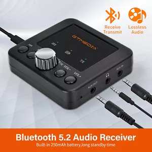 Wireless Bluetooth 5.2 Audio Transmitter NFC Receiver Stereo HiFi Adapter AUX DE - Afbeelding 1 van 12