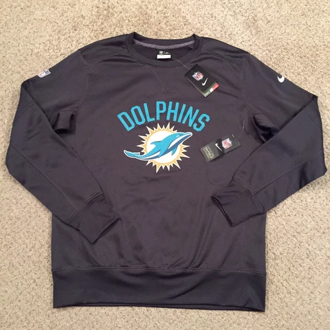 Nike sweatshirt Miami Dolphins Men's Large Gray Therma Fit On Field New Cover
