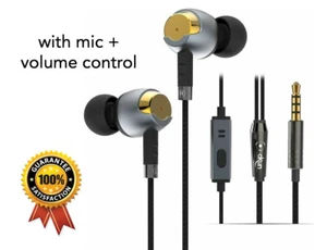 In Ear Noise Isolating Earbuds with Mic 3.5mm Volume Control for Phone Tablet PC - Picture 1 of 8