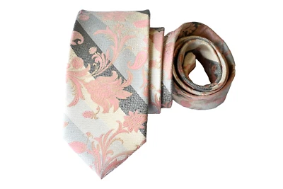 STACY ADAMS МУЖСКОЙ ГАЛСТУК СЛОНОВОЙ КОСТИ, РОЗОВЫЙ/ЦВЕТОЧНЫЙ ШИРИНА: 3,25 «ДЛИНА 59» МИКРОФИБРЫ - Изображение 1 из 3