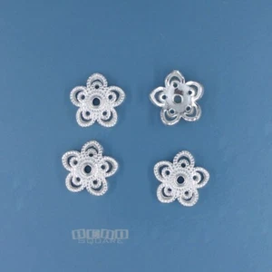 4 tapas de cuentas florales de plata esterlina sólida de 8 mm (8,6 mm) de 5 pétalos #33886 - Imagen 1 de 2