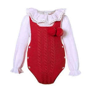 Baby Girl Jumpsuits White Shirt Red Sweater Rompers Infant Party Clothing Set US - Picture 1 of 9