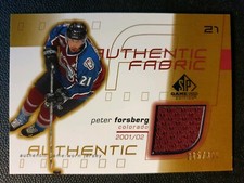 2001-02 SP Game Used Authentic Fabric Gold AFPF Peter Forsberg #215/300