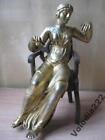 RARE Bronze Antique OLD STATUE BUST FIGURINE The woman is sitting on a chair.