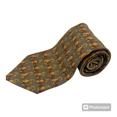 Corbata de seda hecha a mano TOMMY BAHAMA para hombre 58" x4 seda amarilla/verde Foto 1 de 4