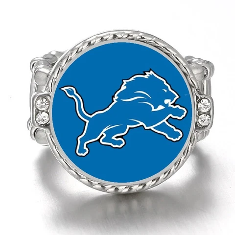 Detroit Lions Silver Women's Crystal Accent Football Ring w Gift Pkg D12 Cover