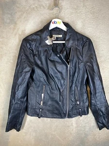 Just Jeans Casual Leather Jackets Size 10 Womens Black Long Sleeve - Picture 1 of 11