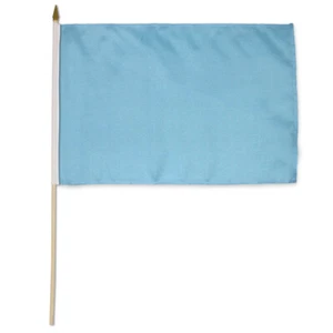 1 Dozen Solid Color Light Blue Stick Flags 12x18in Handheld Blue Flag - Afbeelding 1 van 1
