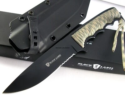 Cuchillo Browning RARO Etiqueta Negra Piedra Hoja Fija Fría 10.7/5" Camuflaje Cordón 118BL Foto 1 de 4