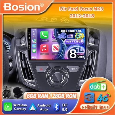 9'' DAB+ Car Play Für Ford Focus MK3 2012-18 Autoradio Android 15 GPS QLED 128GB - Bild 1 von 4