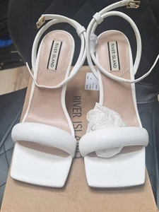 Brand New River Island White Leather Strappy Sandals Size 6 - Picture 1 of 6