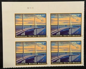 Scott #4464 $5.15 SUNSHINE SKYWAY BRIDGE Plate Block of 4 MNH Genuine & Perfect - Picture 1 of 1