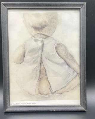 Marie Van Elder "Poupée Assise" 2001 Framed Doll Print in Black Wood Frame - Image 1 of 4