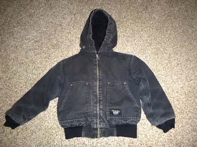 Walls Blizzard Pruf Black Canvas Duck Hooded Jacket Size S 6/7 Barn Chore Coat - Image 1 of 4