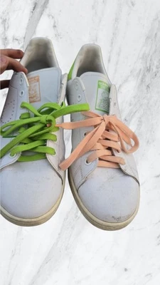 Adidas Stan Smith Sneakers White Green Pink Lace Casual Shoes - Image 1 of 4