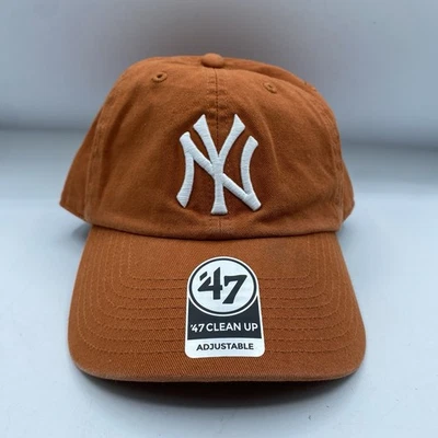 Gorra New York Yankees 47 Marca Naranja Logo Limpieza MLB Correa Ajustable Nueva con Etiquetas Foto 1 de 4