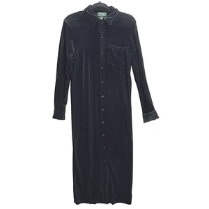 RALPH LAUREN Damen Samt Maxi Shirt Kleid Gr. S schwarz Langarm Kragen 53-7 - Bild 1 von 10