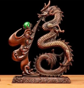 Chinesisches Feng Shui Bronze Drache Statue Skulptur Glücksschweiß Amulett Dekor - Bild 1 von 1