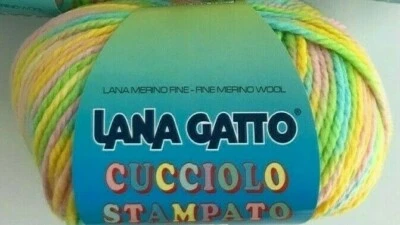 Lana Gatto Cucciolo Stampato #6041 Popcicle Soft Wool Yarn Skeins Machine Wash