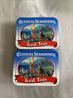Celestial Seasonings Tea Tin Box Blue Iced Teas-set Of 2-gardening Mountains