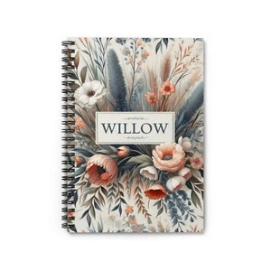 Quaderno Spirale Linea Rigata Personalizzato WILLOW Colori Morbidi Disegno Floreale 4, Regalo - Foto 1 di 6
