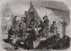 Kasernenleben dänischer Soldaten: Sonntagmorgen. Dänemark 1864 Druck - Bild 1 von 1